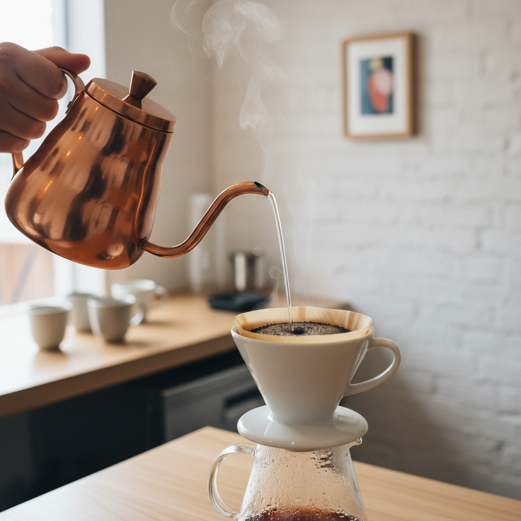 適温のお湯でドリップするイメージ